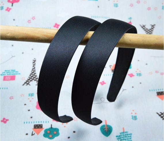 10pcs X 28mm Satin Headbands, Black Satin Hair Bands, Satin  display picture 1