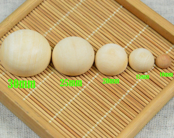 20 pcs/50 pcs Unfinished half wooden balls, half Split wood balls, half round wooden beads, half beads 10mm/15mm/20mm/25mm/30mm