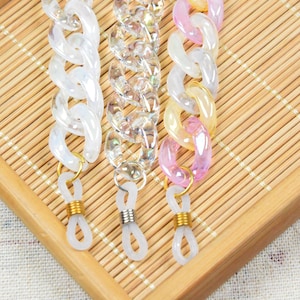 iridescent acrylic link chain, open link plastic chain, glasses chain, sunglass chain necklace, eyeglass strap