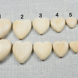 10pcs Unfinished wooden hearts, heart shape wooden beads 20mm/24mm/34mm/39mm/43mm/50mm, choose your like