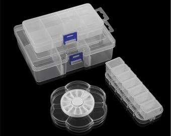 Caja de plástico transparente surtida, caja organizadora para manualidades de joyería, caja contenedora para almacenar cuentas, estuche de plástico transparente, soporte de plástico
