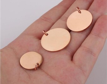 Ciondoli a disco in acciaio inossidabile color oro rosa da 6 mm/8 mm/10 mm/12 mm/14 mm/16 mm, paillettes rotonde per incisione laser