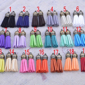 50pcs x 1.5&#39;&#39; mini tassels, assorted color wholesale Tassels, faux suede leather tassel with antique bronze plastic cap