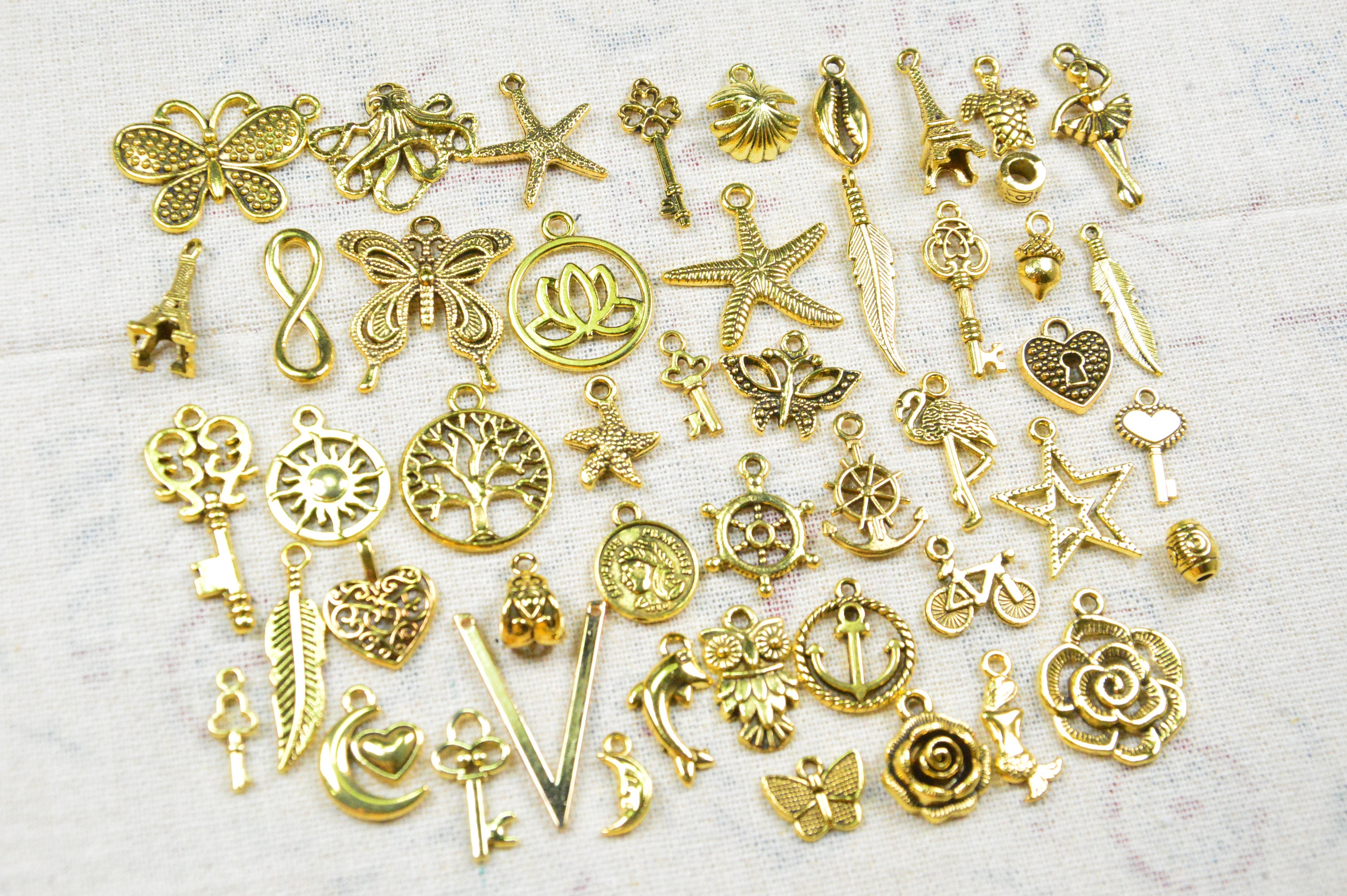 Collection 100 Antique Charms Assorted Antique Gold Charms Etsy