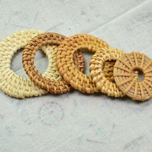 4pcs handwoven rattan circles, Natural rattan circle charms earring circle pendants 40mm/45mm/50mm/60mm