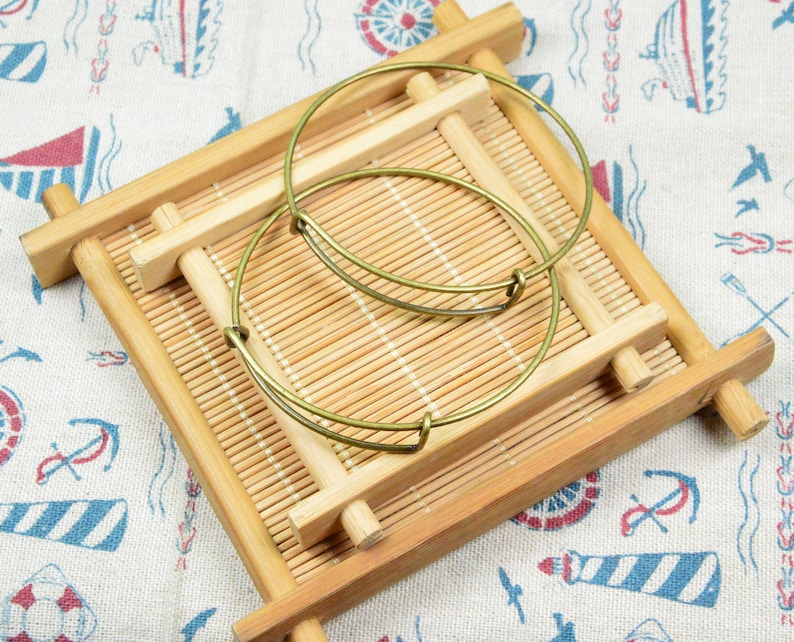 blanks charm bracelet 15 pcs antique bronze metal wire bangles adjustable bangle bracelet
