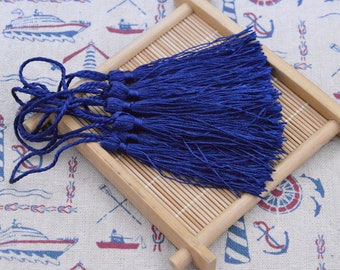 50 pcs Navy silk tassels, 3.0'' fringe tassel charms for jewelry making