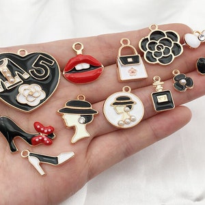 Mixed 23 Enamel charms collection, assorted Gold charms antique charms for Jewelry making