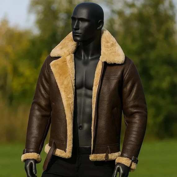 Herren Schaffell Shearling Fliegerjacke: Echtleder Bomber