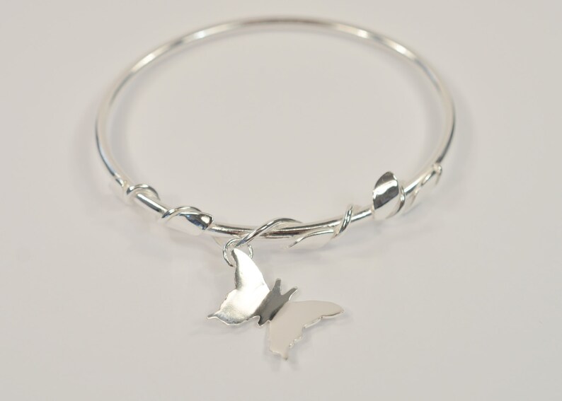 Sterling silver Turners Made in Ireland Northern Ireland 925 silver Silver Bangle Handmade Bracelet Butterfly Vine Irish Jewelry