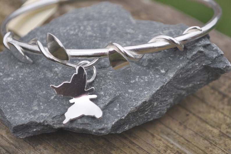 Sterling silver Turners Made in Ireland Northern Ireland 925 silver Silver Bangle Handmade Bracelet Butterfly Vine Irish Jewelry