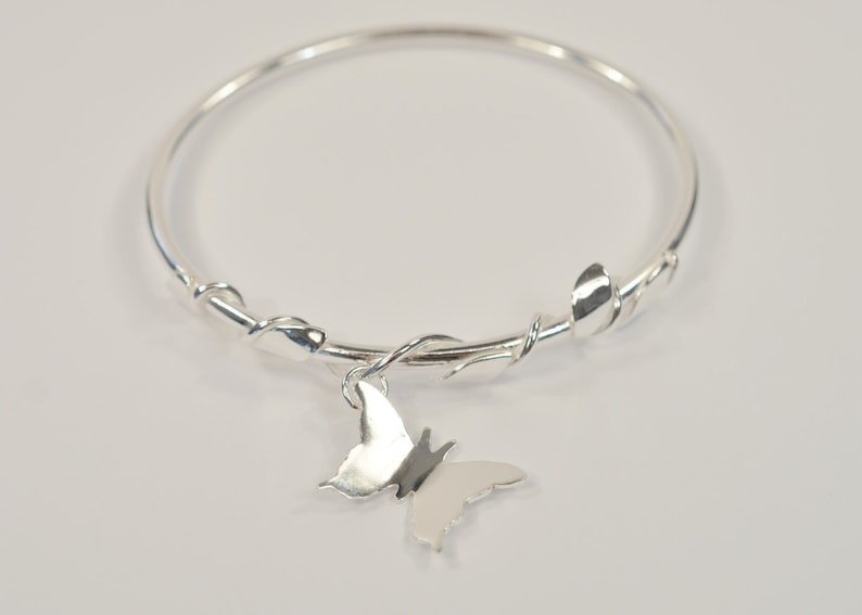 Sterling silver Turners Made in Ireland Northern Ireland 925 silver Silver Bangle Handmade Bracelet Butterfly Vine Irish Jewelry