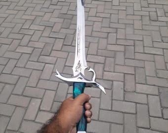 Handmade Wheel of time sword,Viking buster sword,Hand forges sword with engraving on blade.Sword with Scabbard.Best gift for men.