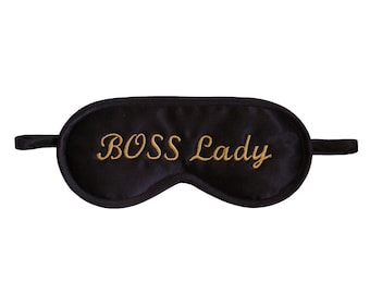 Boss Lady Sleep Mask, Inspirational Sign, Cute Gold Eye Mask, Gift for Female Boss, Manager Woman, Girl Supervisor, Success Workplace Quote