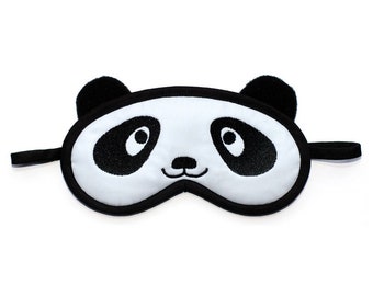 Panda Sleep Mask, Animal eye mask, Kawaii bear blindfold, Black and white sleepmask, Cotton mask, Animal face cosplay costume, Gift for her