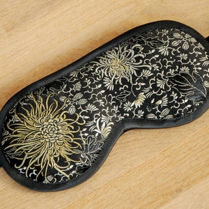 Pure silk chrysanthemum brocade eye mask, Luxury silk sleep mask for women, Travel accessories gift for her, Silk blindfold mens gift