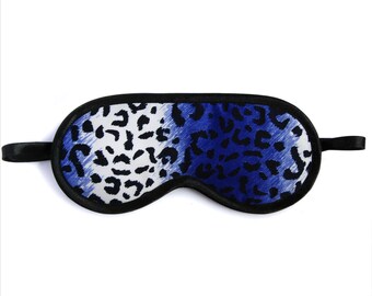 Silk cheetah print sleep mask for women, Cat mom gift, Cat lover gift leopard mask, Animal pattern silk eye mask, Crazy cat lady sleepwear