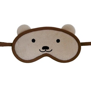 Teddy Bear Sleep Mask, Animal sleeping eye mask, Kawaii bear, Beige and brown sleepmask, Cotton or silk, Animal face cosplay costume eyemask