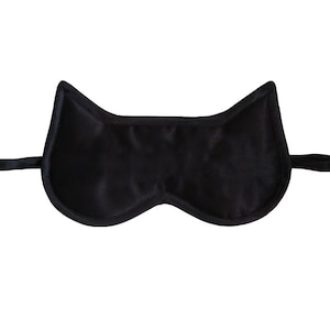 Black Cat Sleep Mask, Sleeping eye mask, Silk satin animal sleep mask, Silk eye mask, Cat lover gift, Cat ears, Sleepy kitty, Lucky cat mask