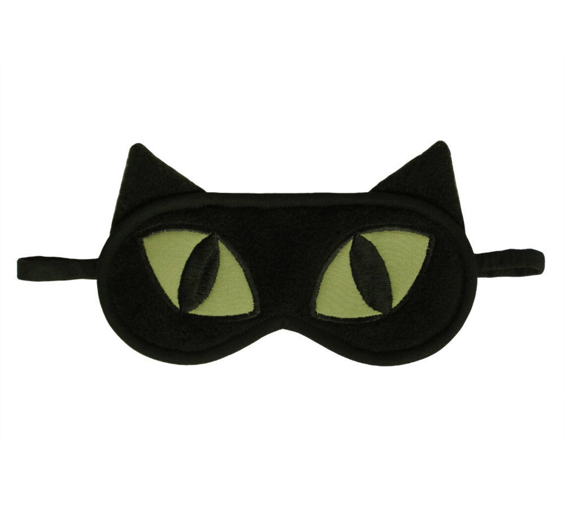 Cat Sleep Mask Black Cat Blindfold Eye Pillow Animal Sleep Etsy