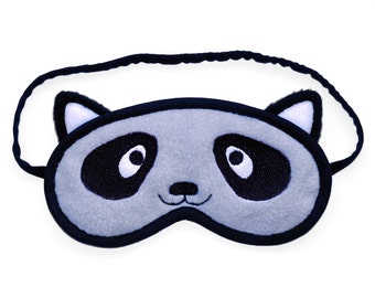 Racoon Sleep Mask, Animal eye mask, Racoon blindfold, Cosplay costume kawaii bandit sleeping eyemask, Cotton or silk satin back gift for her