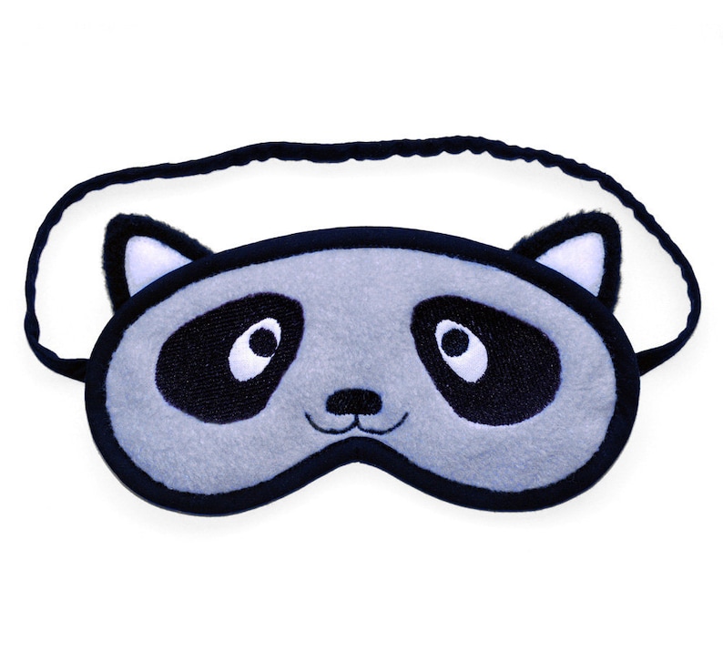 Racoon Sleep Mask, Animal eye mask, Racoon blindfold, Cosplay costume kawaii bandit sleeping eyemask, Cotton or silk satin back gift for her image 1