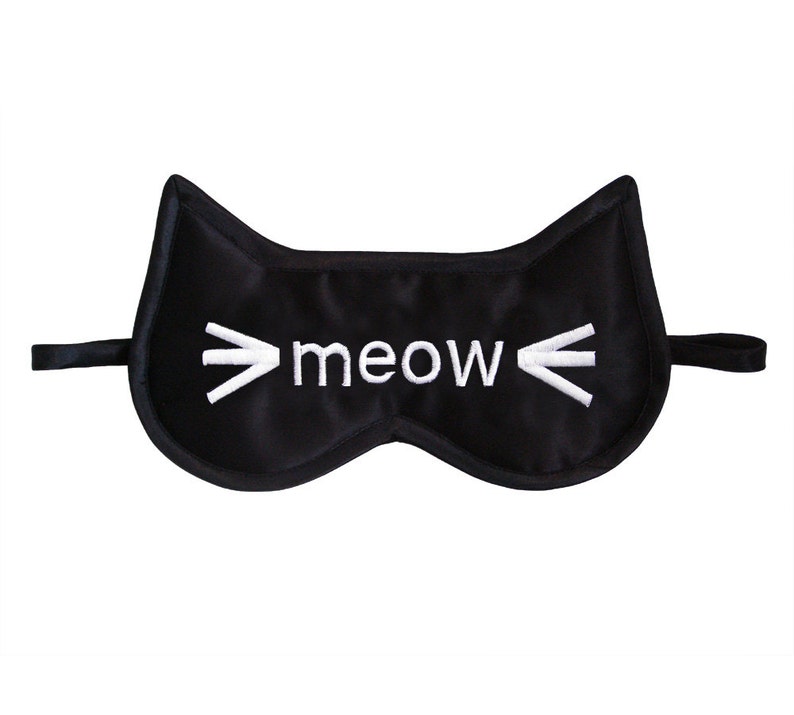 Meow Sleep Mask Black Cat Sleeping Eye Mask Playful Kitty Etsy