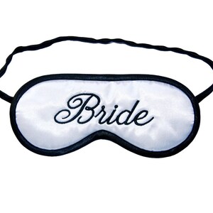 Bride & Groom Sleep Masks, set of 2, wife and husband wedding sleeping eye mask, bridal shower, white gift for couple, his and hers marriage image 2