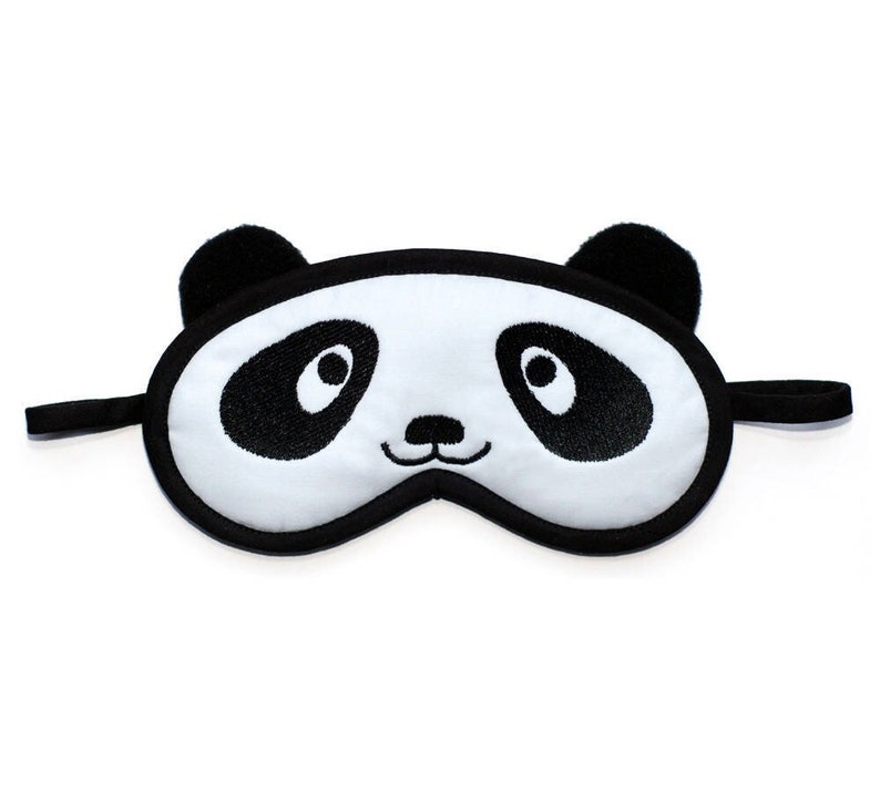 Panda Sleep Mask, Animal eye mask, Kawaii bear blindfold, Black and white sleepmask, Cotton mask, Animal face cosplay costume, Gift for her image 1