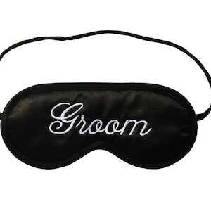 Bride & Groom Sleep Masks, set of 2, wife and husband wedding sleeping eye mask, bridal shower, white gift for couple, his and hers marriage image 3