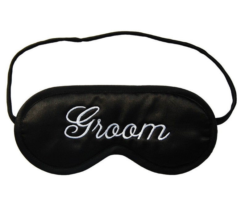 Bride & Groom Sleep Masks, set of 2, wife and husband wedding sleeping eye mask, bridal shower, white gift for couple, his and hers marriage image 3