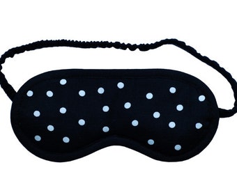 Black and white polka dot sleep mask