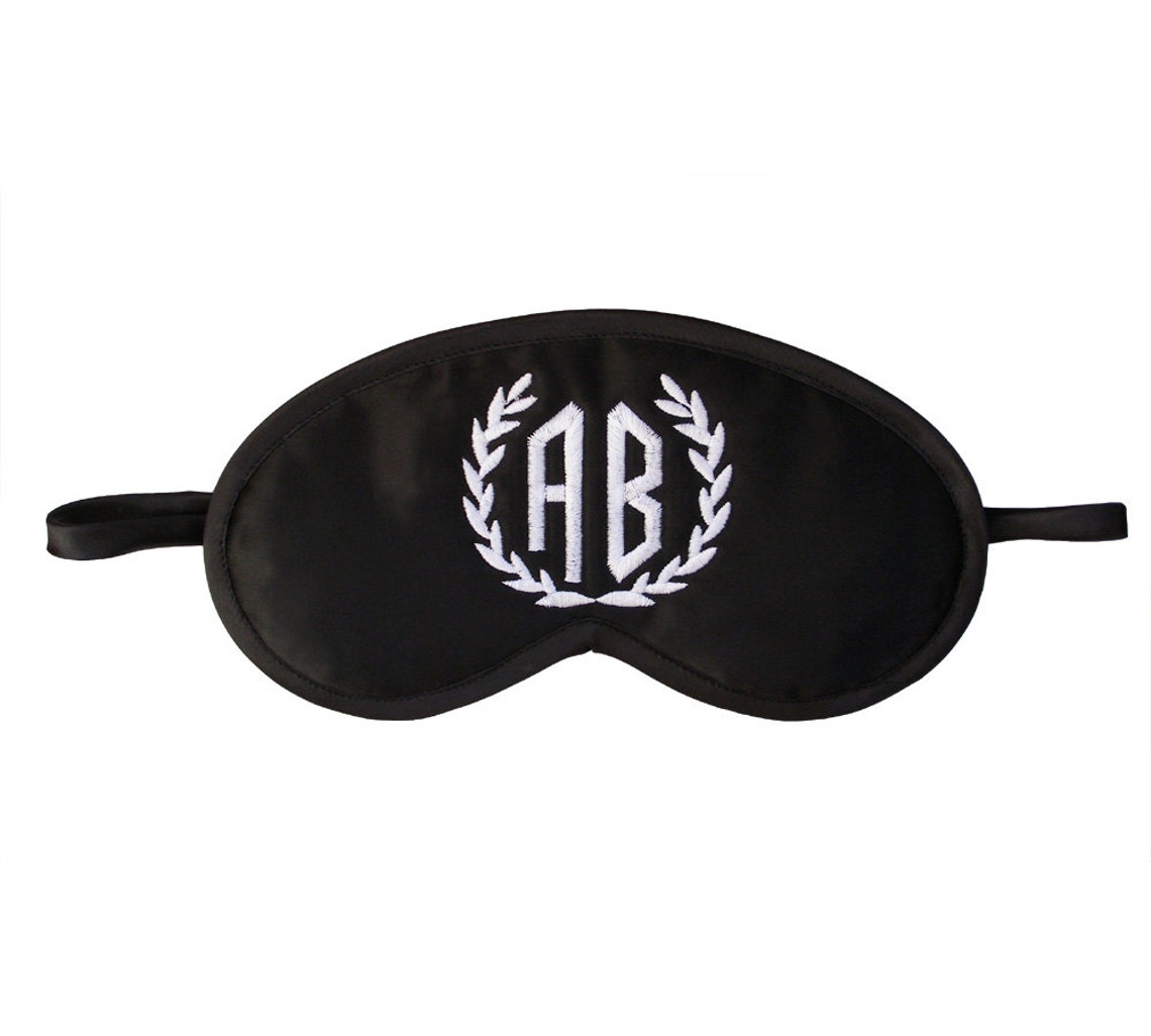 Custom Initials Sleep Mask, Personalized Monogram, Laurel Wreath