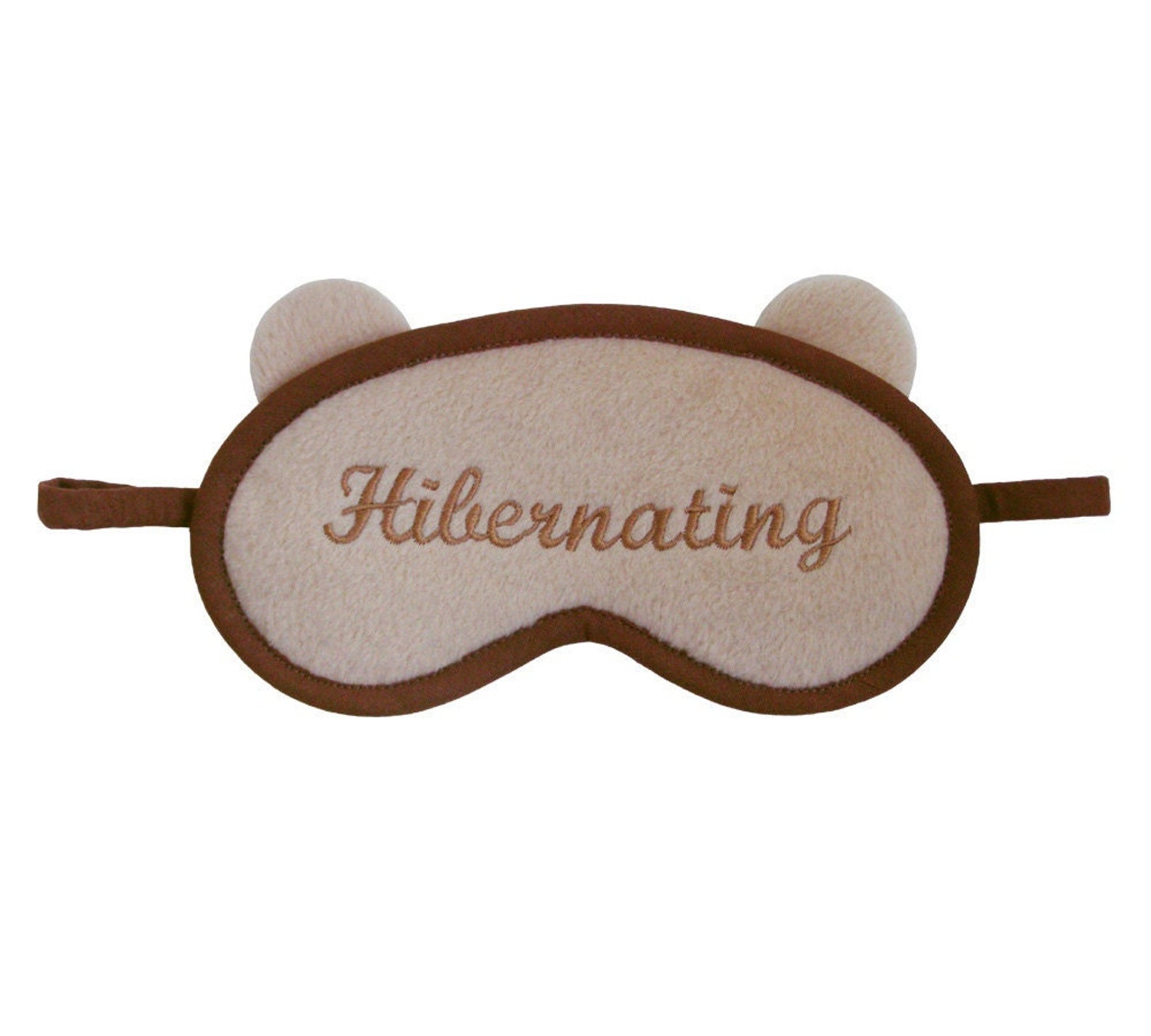 Hibernating Bear Eye Mask, Sleeping Animal, Brown Beige Teddy Bear Sleep Mask, Silk or Cotton