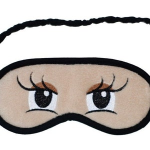 Eyes sleep mask, manga face eyemask, Beige sleeping eye mask, anime sleepmask, kawaii gift for her, brown eyeshadow makeup, Cute girly eyes image 1