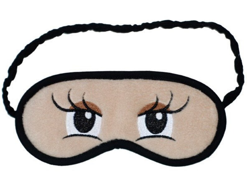 Eyes sleep mask, manga face eyemask, Beige sleeping eye mask, anime sleepmask, kawaii gift for her, brown eyeshadow makeup, Cute girly eyes image 1