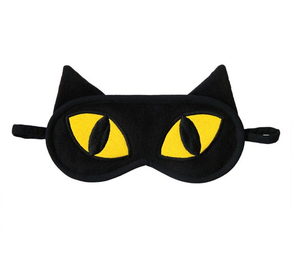 Masque De Sommeil Chat Noir Yeux Jaunes Kitty Animal Kawaii Etsy