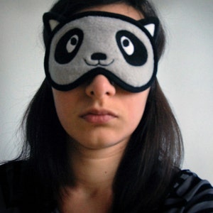 Racoon Sleep Mask, Animal eye mask, Racoon blindfold, Cosplay costume kawaii bandit sleeping eyemask, Cotton or silk satin back gift for her image 2