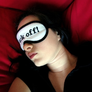 Personalized name sleep mask, Name embroidery eye mask, Customized gift for him her, Black satin accessories, Name of your choice, Your text image 2