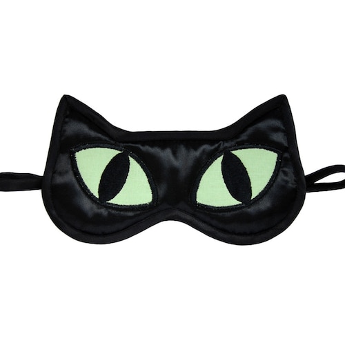 Black Satin and Cotton Cat Eye Mask Etsy