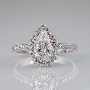 3 Carat Pear Cut Moissanite Engagement Ring Solid White 14kt Gold Handmade Missanite Ring For Her Anniversary Gift Ring, Gift For Her