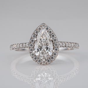 3 Carat Pear Cut Diamond Ring Moissanite Diamond Engagement Ring For Her Solid White Gold Handmade Ring Anniversary Ring Gift For Wife