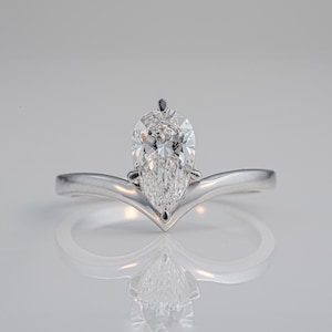 3 Carat Pear Cut Moissanite Diamond Solitaire Ring 14kt White Gold Handmade Gift for Her Ring Wedding Ring Promise Ring for Women, Gift