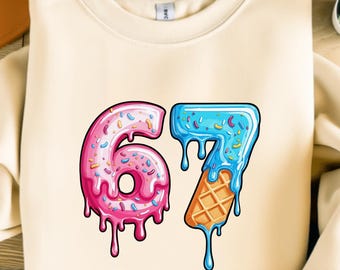 Six Seven Ice Cream Hoodie, Funny 67 Meme Sweatshirt, Cool Drip Unisex Streetwear Gift
