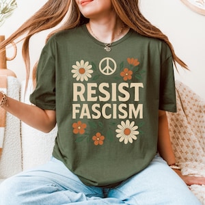 Feminist Anti Trump tee, Resist Fascism tee, Floral Matisse Inspired, Anti-Fascism Maximalist Progressive Political Activism Resistance Gift