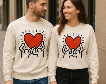 Camiseta con arte lineal de corazón minimalista, sudadera, sudadera con capucha, camiseta con gráfico de corazón abstracto, camiseta de San Valentín con arte lineal moderno