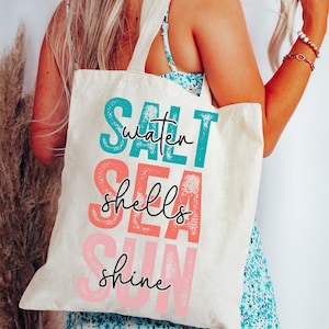 summer vibes tote bag, summer vacation tote bag, cotton canvas beach bag, beach gift bag, seaside tote bag, sunny bag, salt sea sun tote bag