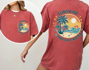 Salt Sea Sun Shirt, Minimal Beach Tee, Coastal Aesthetic Graphic tee for Ocean Lovers, Summer Vacation, Boho Surf GiftUnisex, comfort colors