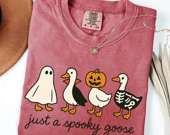Just a Spooky Goose Halloween shirt, Funny Halloween Goose Shirt, Goose in Halloween Costumes Shirt, Cute Horror Shirt, Spooky Goose Shirt