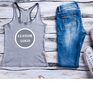 Custom Logo Tank Top – Personalized Racerback Gym Shirt, Add Your Own Logo Workout Top, Custom Gym Apparel for Fitness Enthusiasts, Gym logo